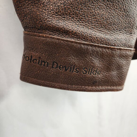 Vtg Browning Gold Brown Leather Jacket Men's XL TG Shoulder Patch Zip Logo - Picture 7 of 16